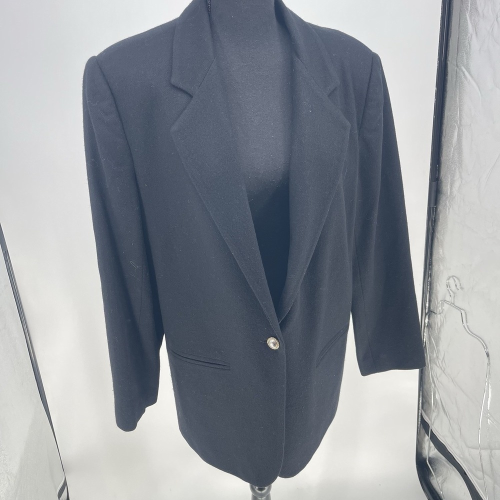 Vintage SAVANNAH Pure Wool 1 Button Structured Blazer in Black WOMEN'S 12 Bag2